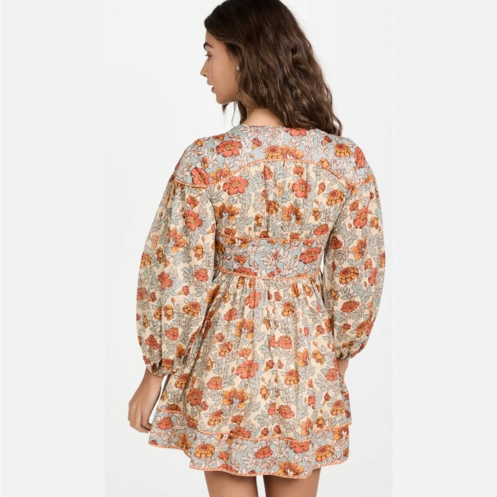 Zimmermann Andie Buttoned Mini Dress in Blue Floral 0P - Picture 3 of 14